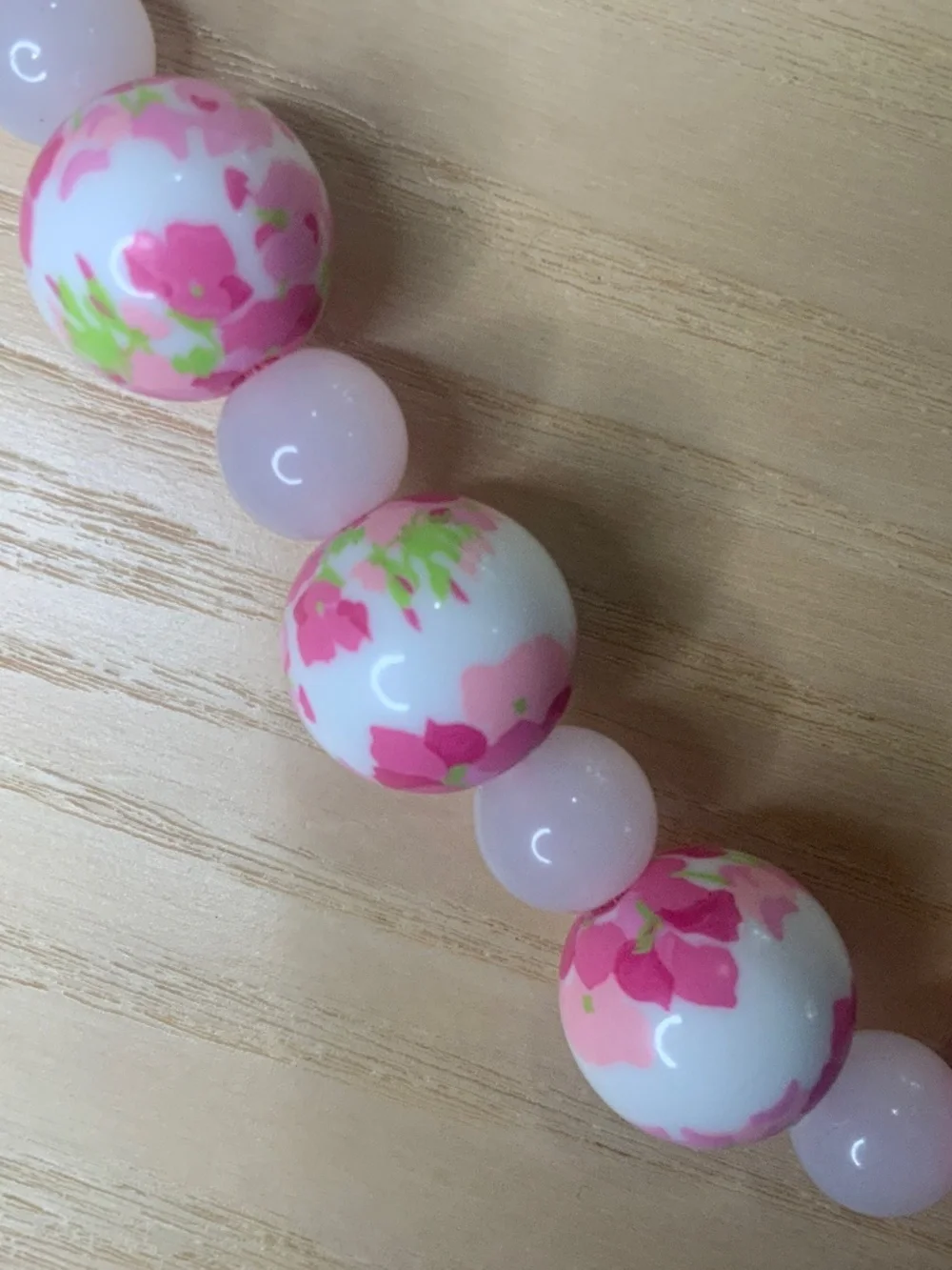 Janie & Jack Children’s Bead Necklace Pink and White Pop Closure
